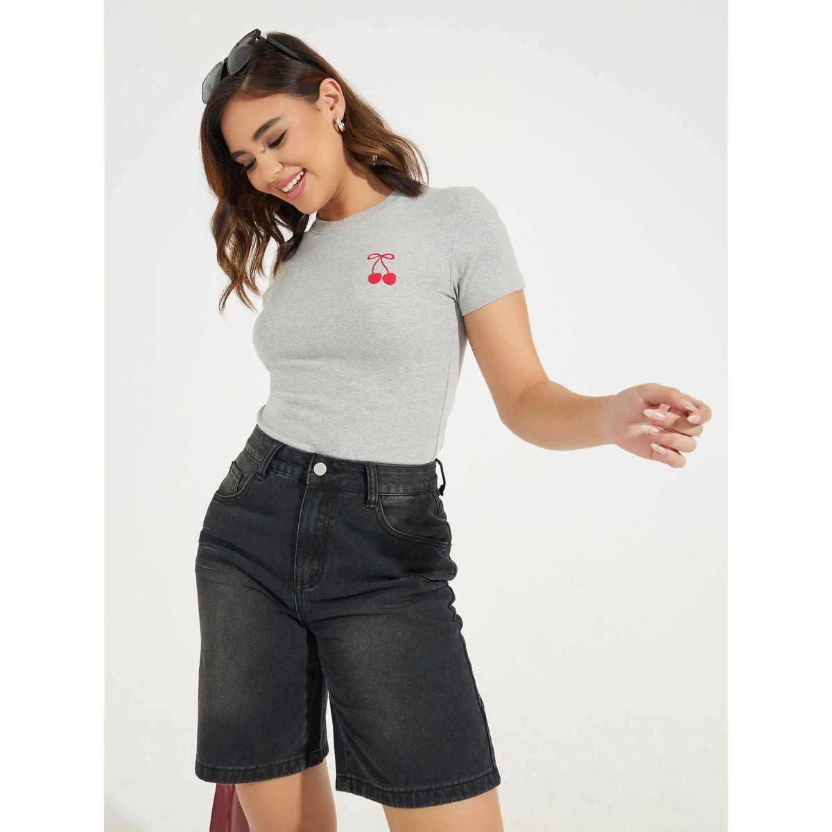 Styli Cotton Stretch Cherry Graphic Fitted T-Shirt-women-clothing-tshirts-image-1