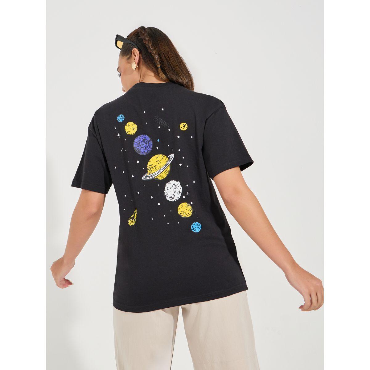Styli Oversized Planets Graphic Print T-Shirt with Dropped Shoulder-women-clothing-tshirts-image-1