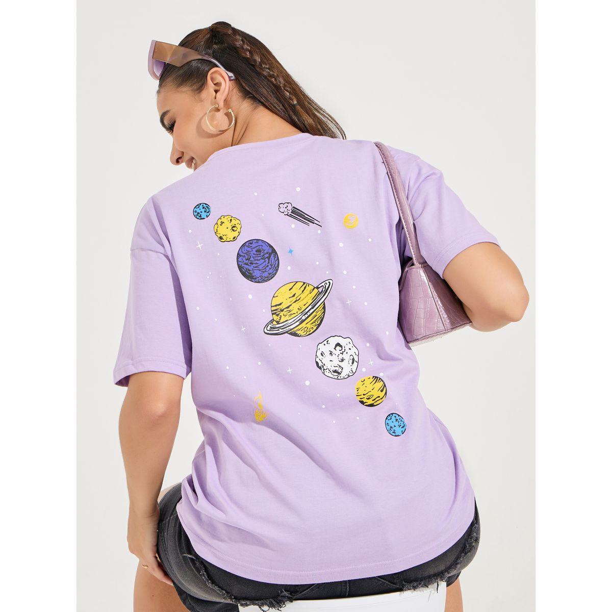 Styli Oversized Planets Graphic Print T-Shirt with Dropped Shoulder-women-clothing-tshirts-image-1