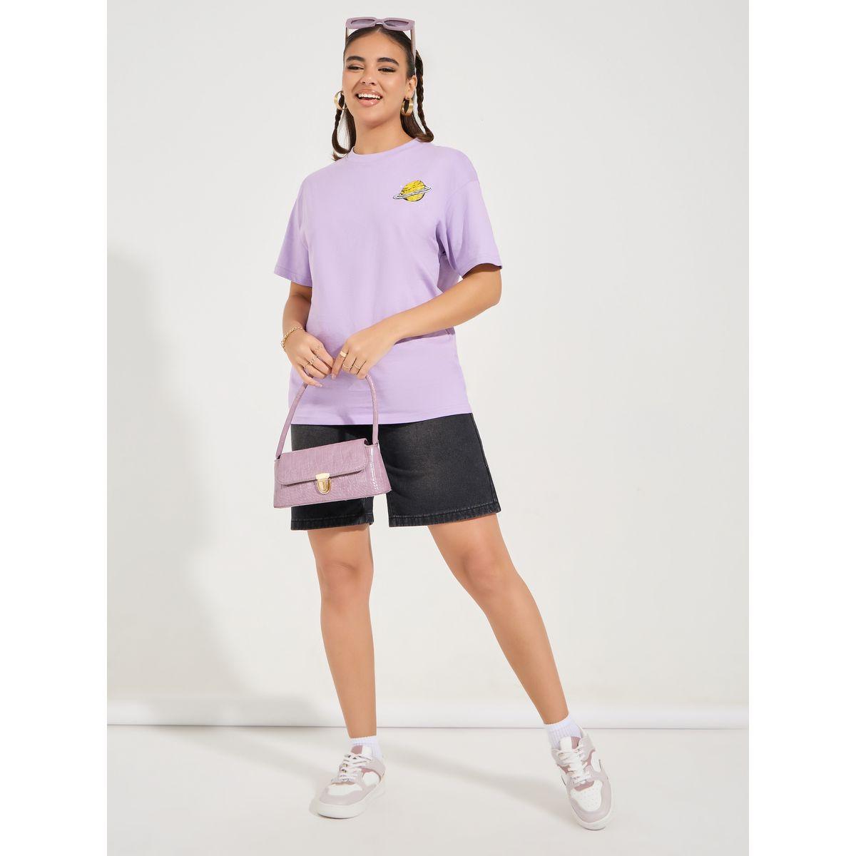 Styli Oversized Planets Graphic Print T-Shirt with Dropped Shoulder-women-clothing-tshirts-image-2