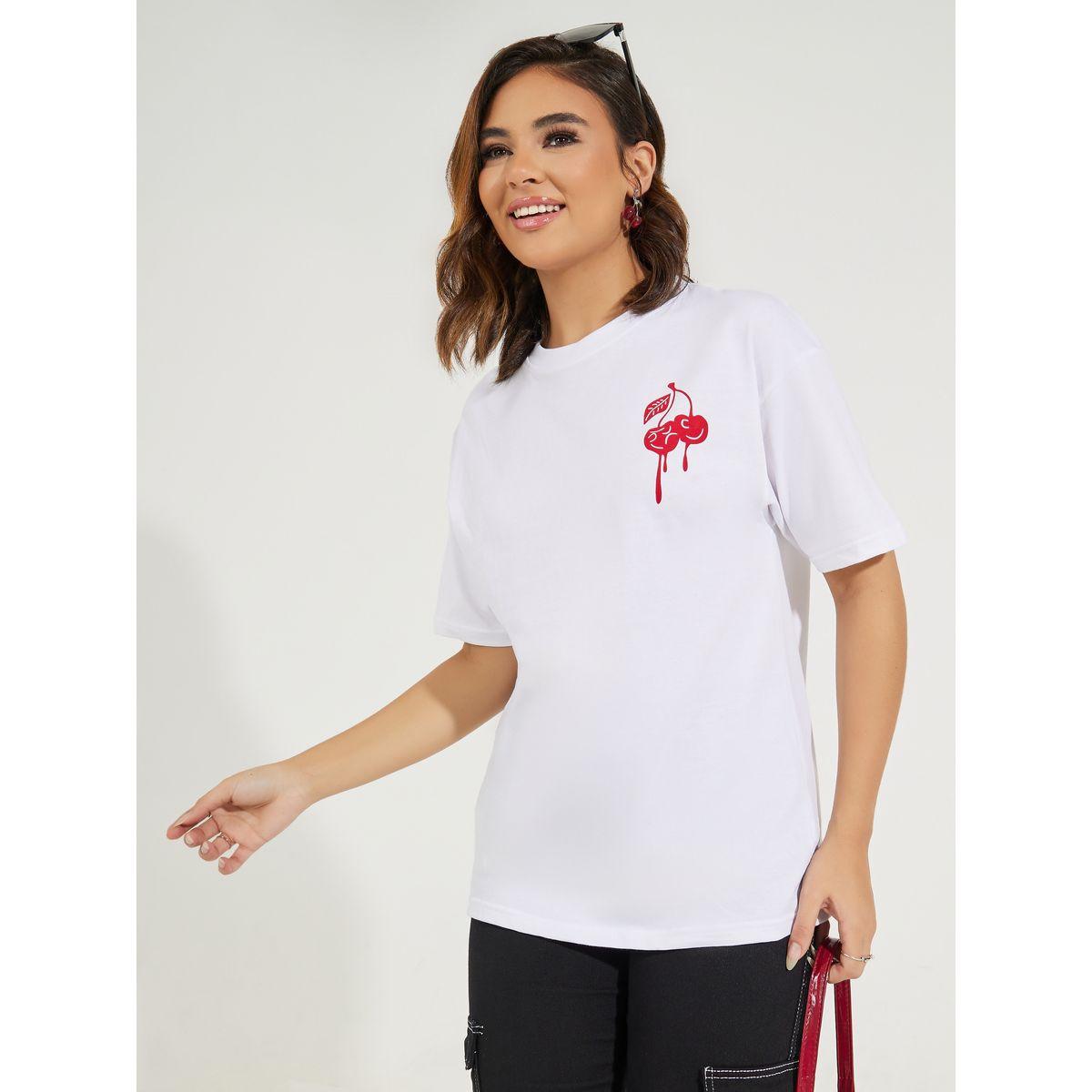 Styli Oversized Cherry Graphic Print T-Shirt-women-clothing-tshirts-image-2