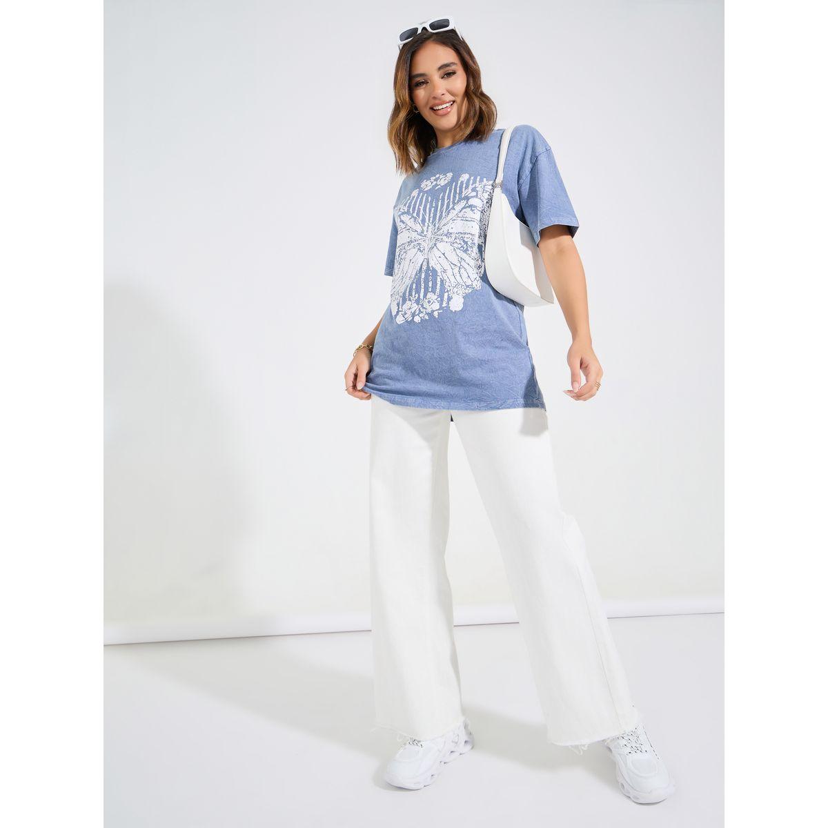 Styli Oversized Acid Wash Butterfly Graphic Print T-Shirt-women-clothing-tshirts-image-2