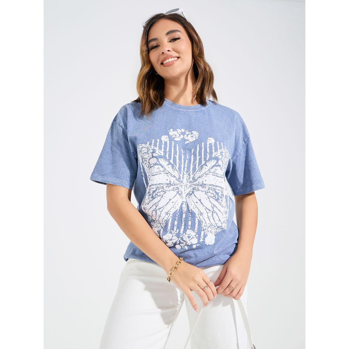Styli Oversized Acid Wash Butterfly Graphic Print T-Shirt-women-clothing-tshirts-image-3