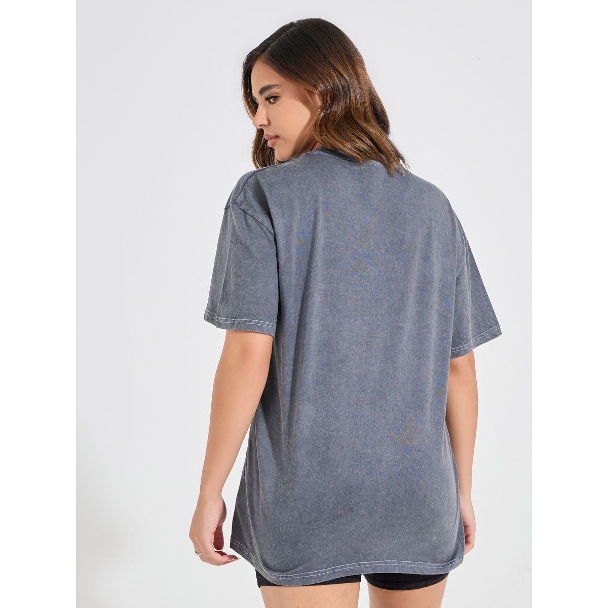 Styli Oversized Acid Wash Slogan Print T-shirt with Dropped Shoulder-women-clothing-tshirts-image-5