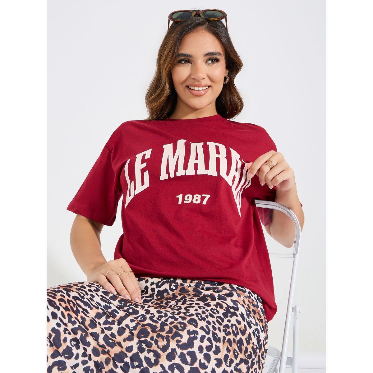 Styli Oversized Le Marias Slogan Print Round Neck T-Shirt-women-clothing-tshirts-image-1