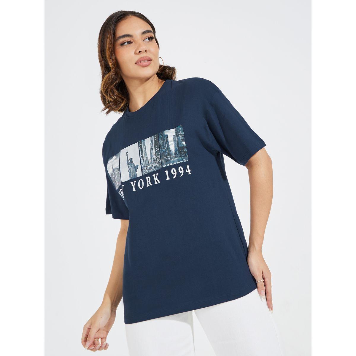 Styli Oversized Graphic Print T-Shirt with Dropped Shoulder-women-clothing-tshirts-image-4