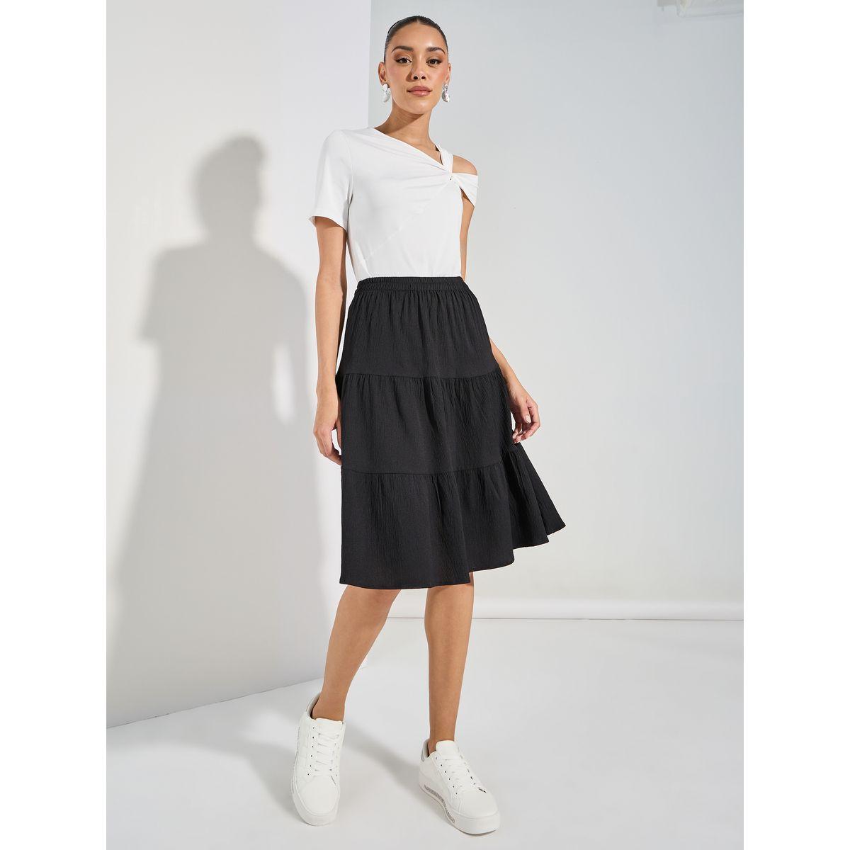 Styli Textured Tiered Knee Length Skirt-women-clothing-bottoms-skirts-image-2