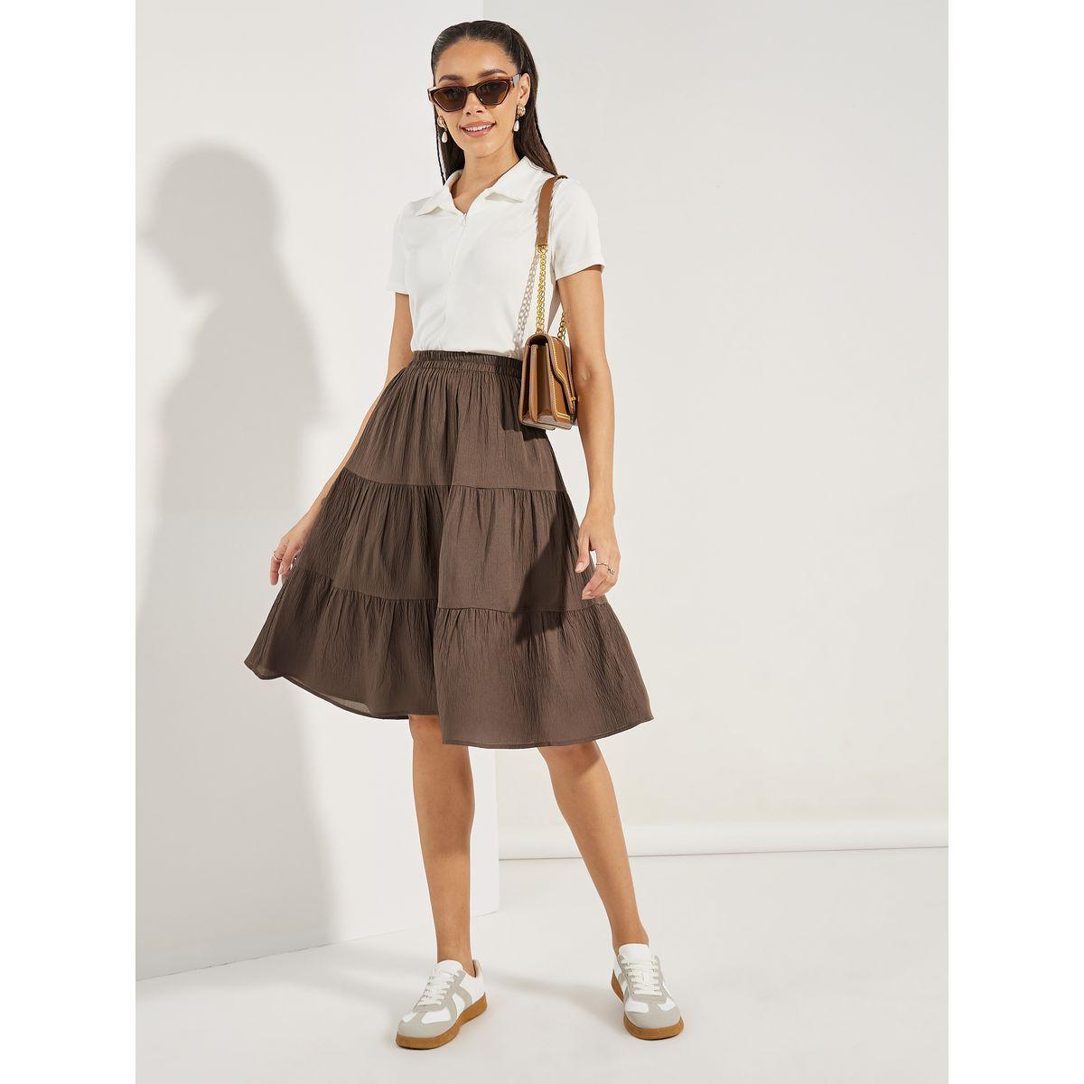Styli Textured Tiered Knee Length Skirt-women-clothing-bottoms-skirts-image-2