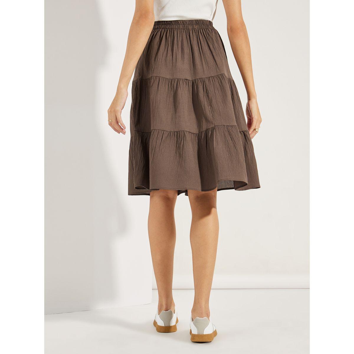Styli Textured Tiered Knee Length Skirt-women-clothing-bottoms-skirts-image-4