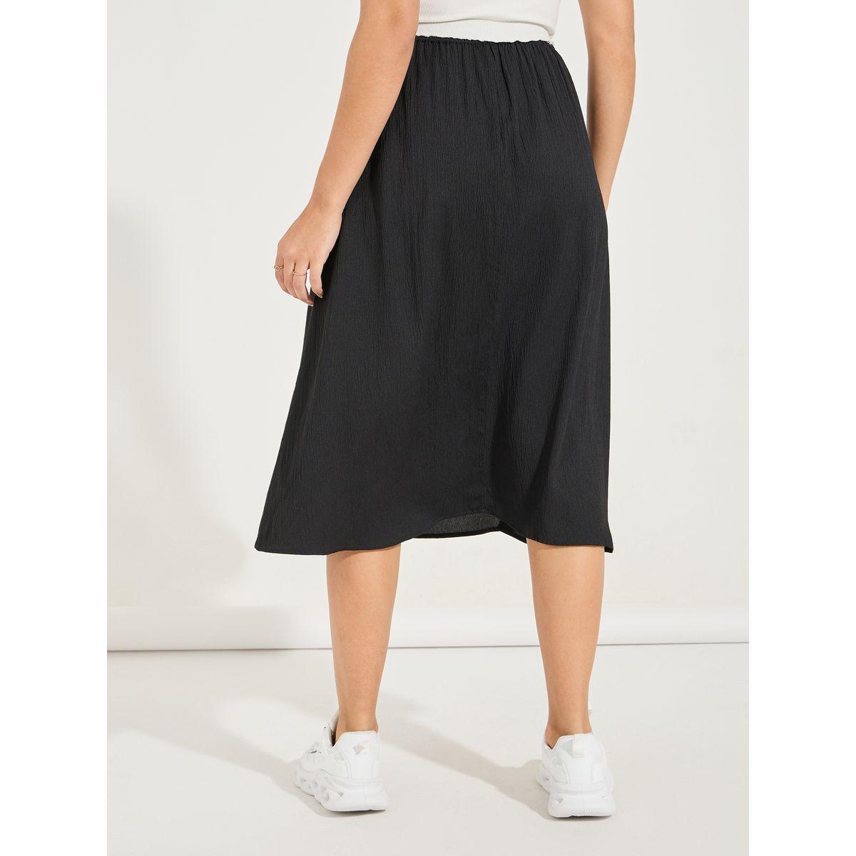 Styli Solid A-Line Midi Skirt with Drawstring-women-clothing-bottoms-skirts-image-4