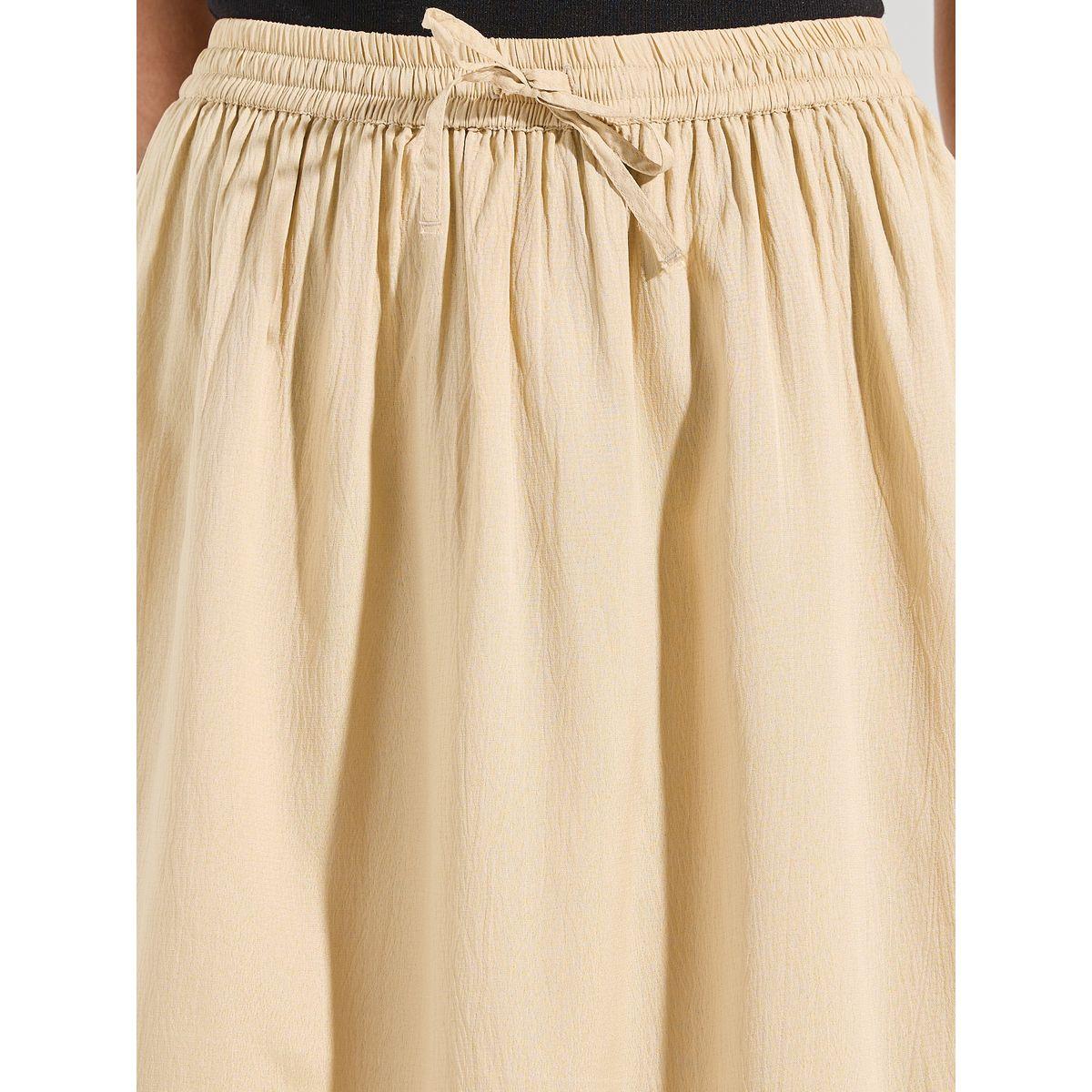 Styli Solid A-Line Midi Skirt with Drawstring-women-clothing-bottoms-skirts-image-3
