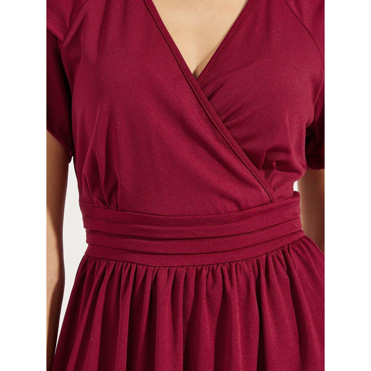 DY X Styli  Solid Ruffled Sleeve Knee Length Dress-women-clothing-dresses-image-3