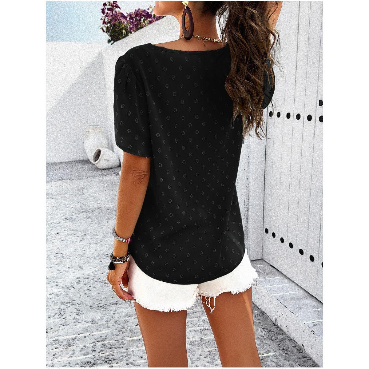 DY X Styli  Dobby V Neck Regular Fit Blouse-women-clothing-shirtsandblouses-blouses-image-3