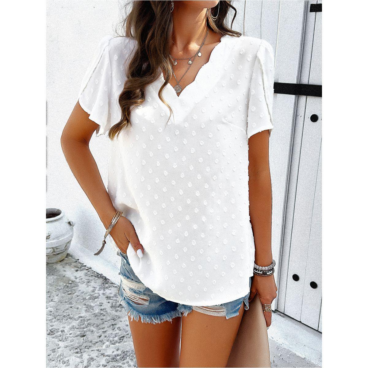 DY X Styli  Dobby V Neck Regular Fit Blouse-women-clothing-shirtsandblouses-blouses-image-1