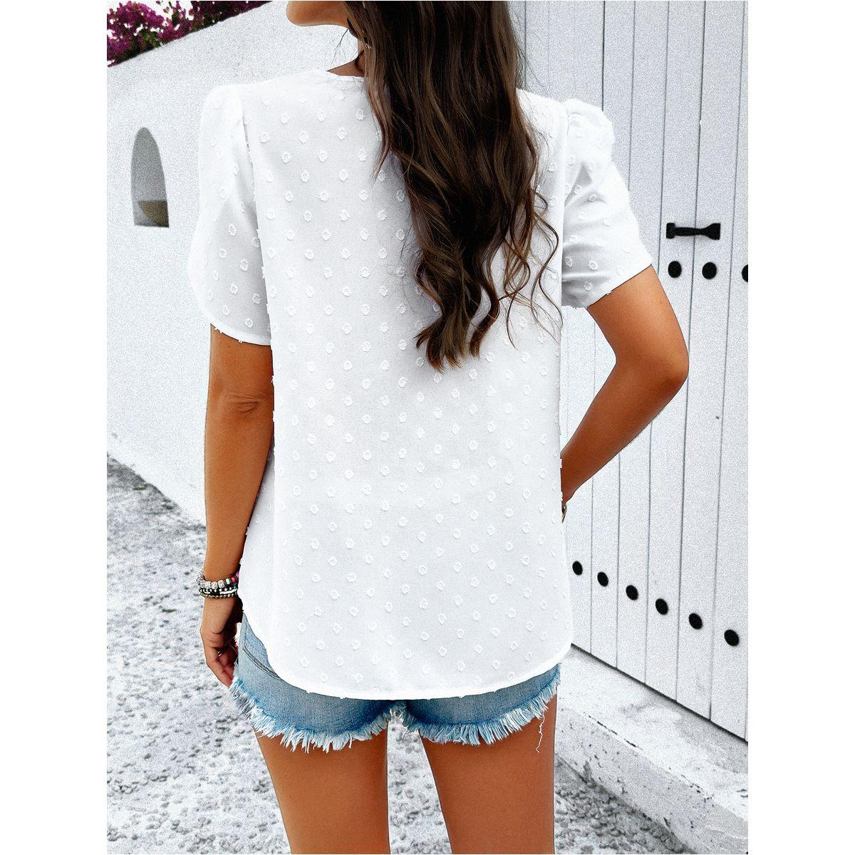 DY X Styli  Dobby V Neck Regular Fit Blouse-women-clothing-shirtsandblouses-blouses-image-3