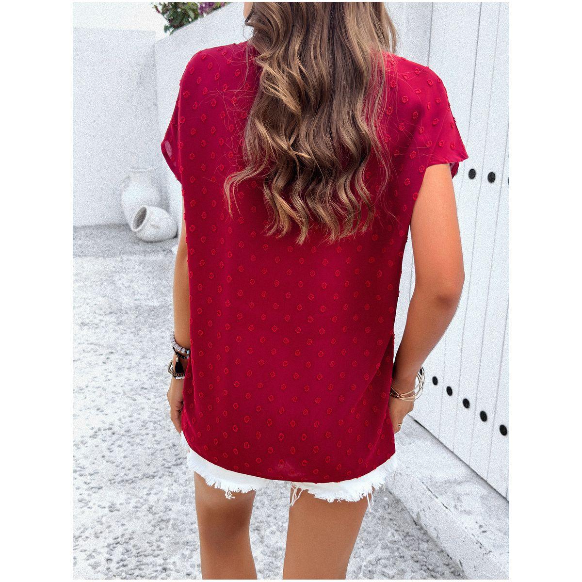 DY X Styli  Dobby Notch Neck Blouse with Flap Pocket-women-clothing-shirtsandblouses-blouses-image-4