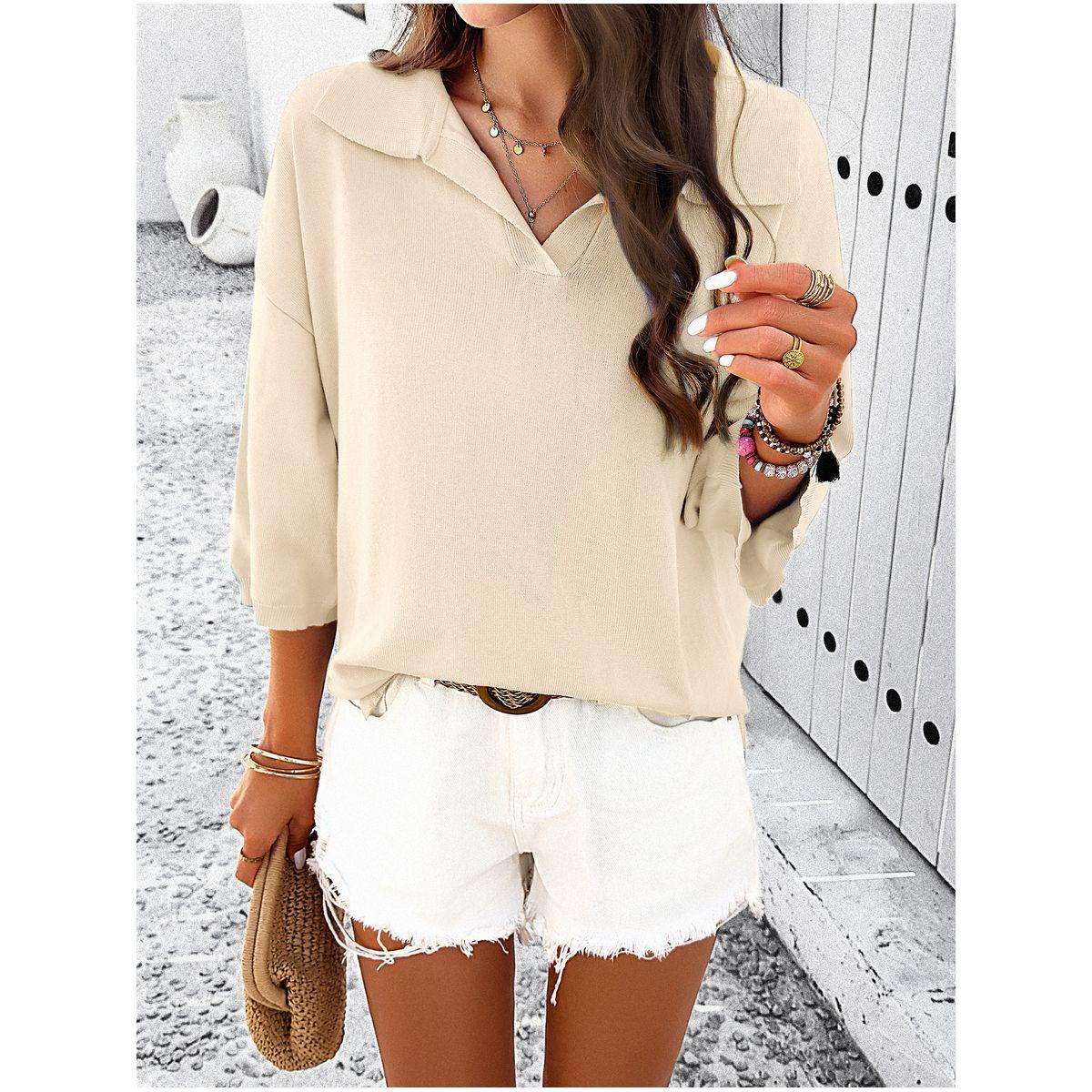 DY X Styli  Drop Shoulder Longline Polo Neck Top-women-clothing-tshirts-image-1
