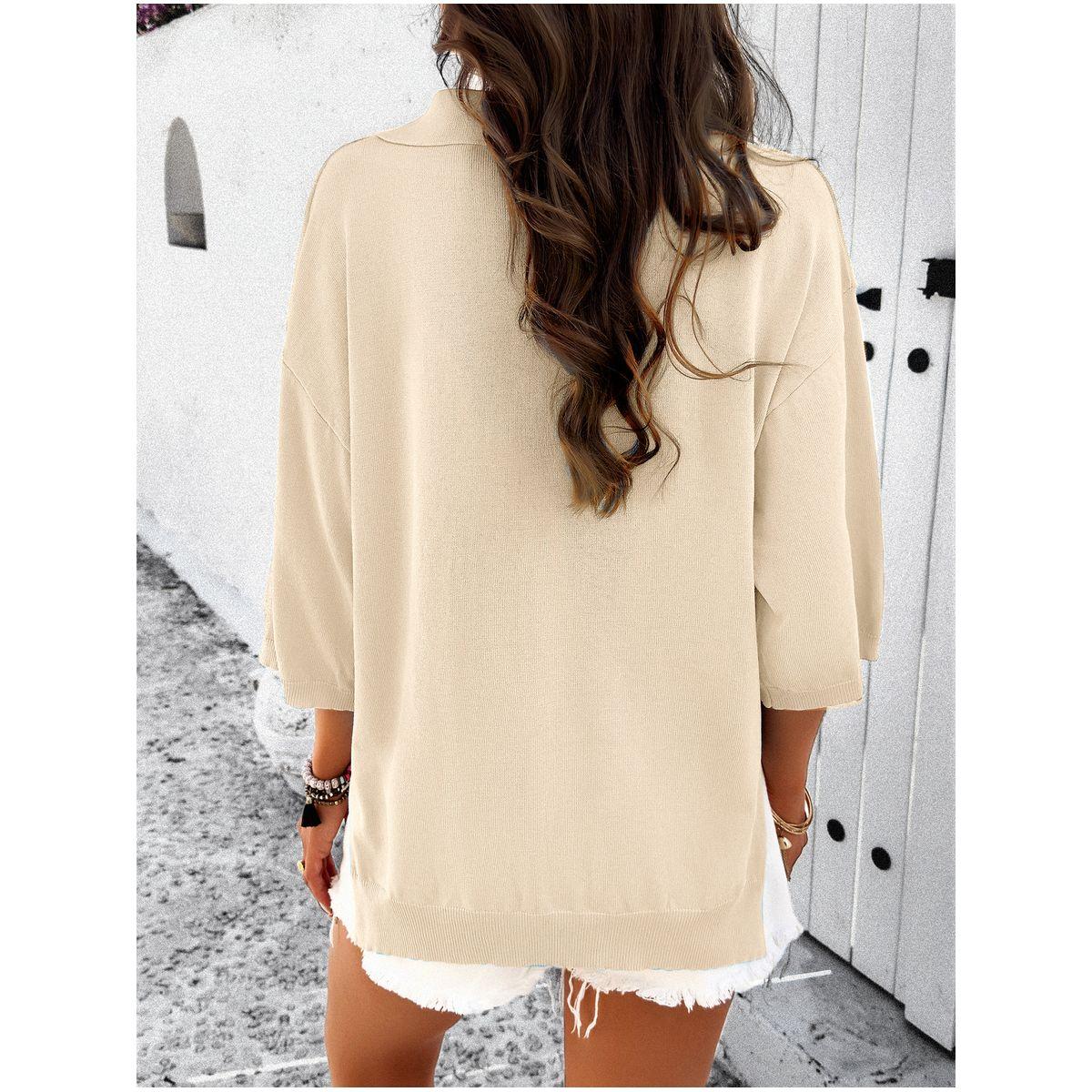 DY X Styli  Drop Shoulder Longline Polo Neck Top-women-clothing-tshirts-image-2