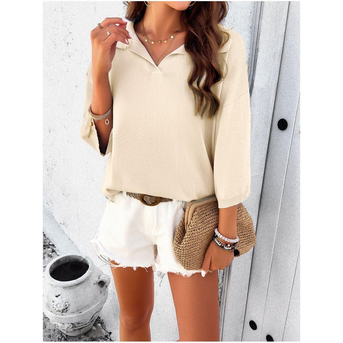 DY X Styli  Drop Shoulder Longline Polo Neck Top-women-clothing-tshirts-image-4