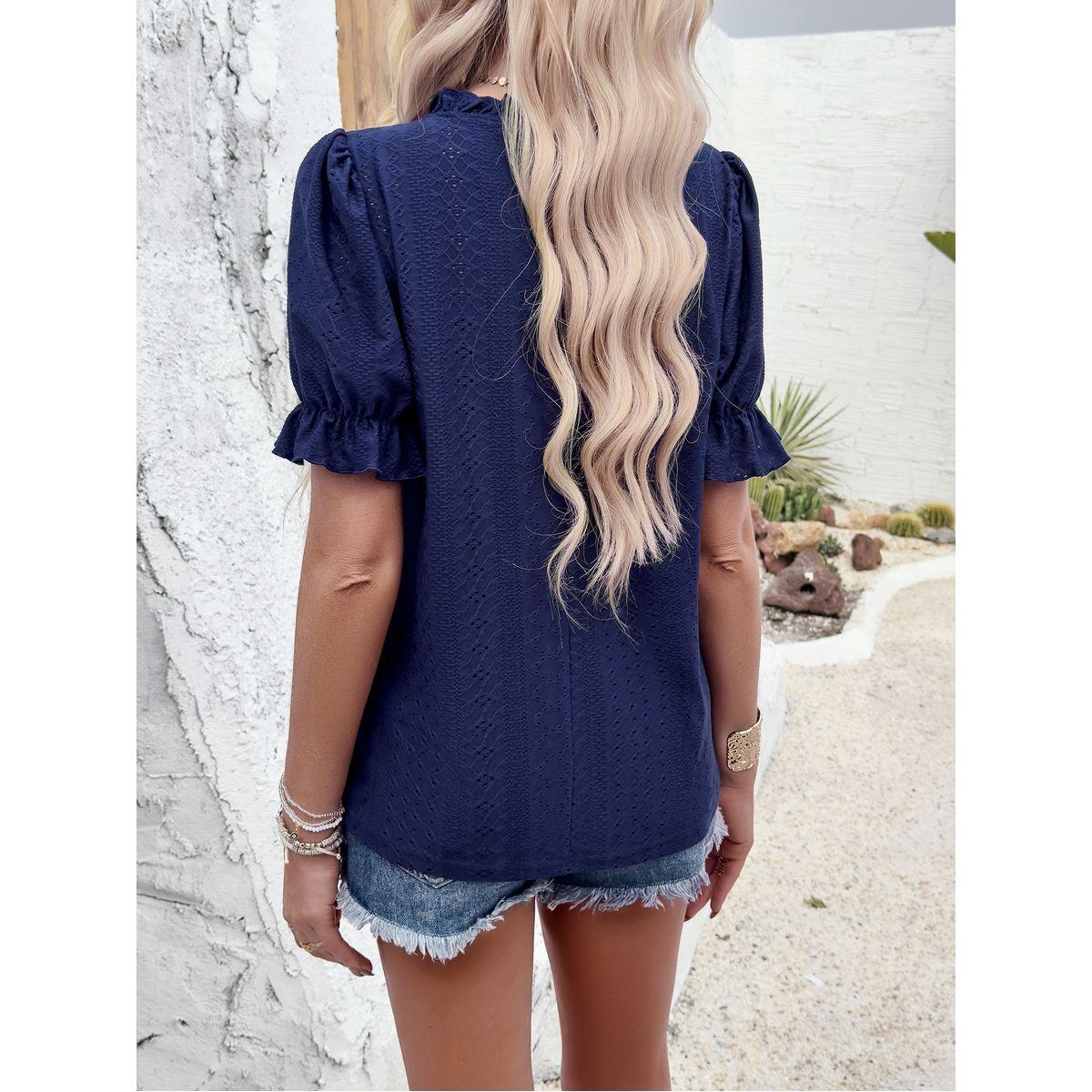 بلوزة بأكمام فلوانس وفتحات صغيرة دي واي × ستايلي-women-clothing-shirtsandblouses-blouses-image-4