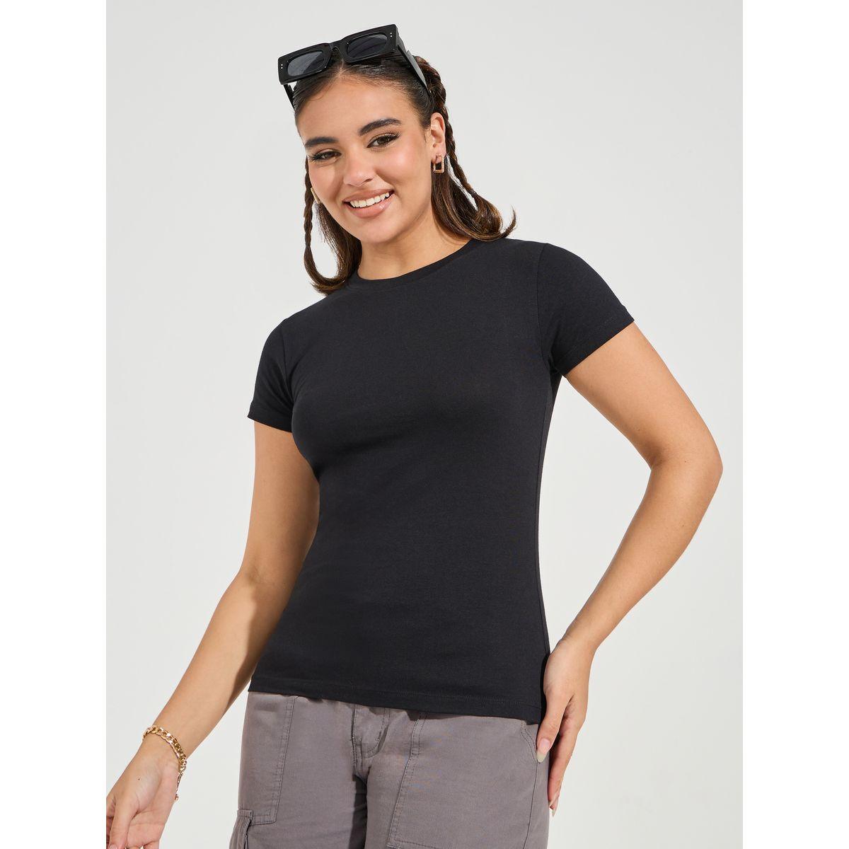 Styli Pack of 2-  Solid Short Sleeve Fitted Regular T-Shirt-women-clothing-tshirts-image-4