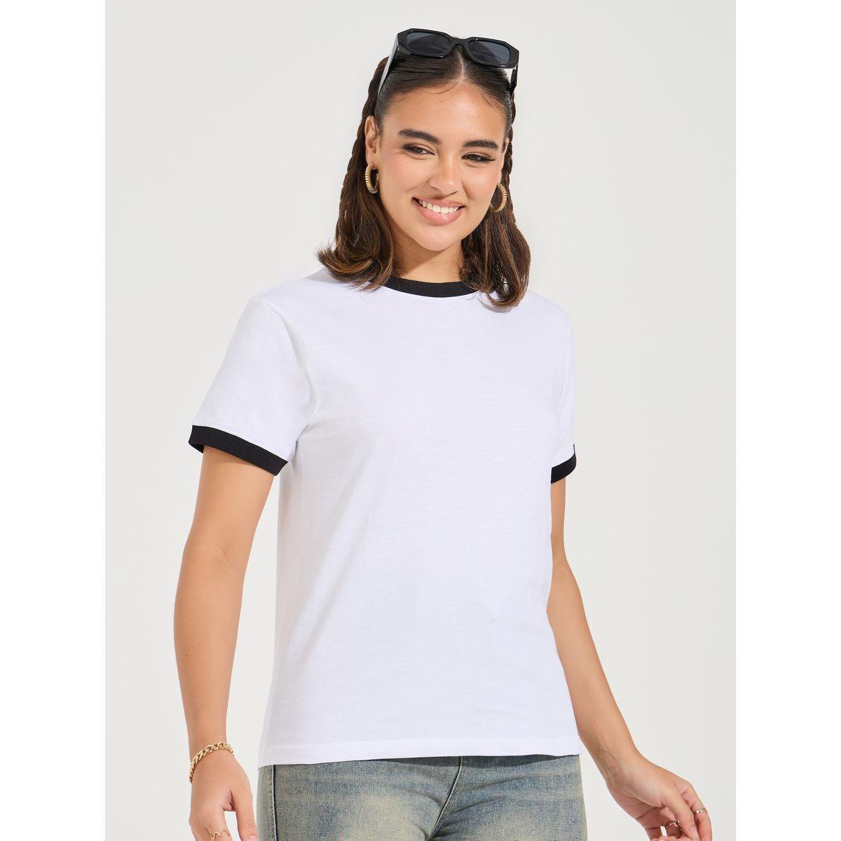Styli Pack of 2- Regular Fit Contrast Trim T-Shirt-women-clothing-tshirts-image-6