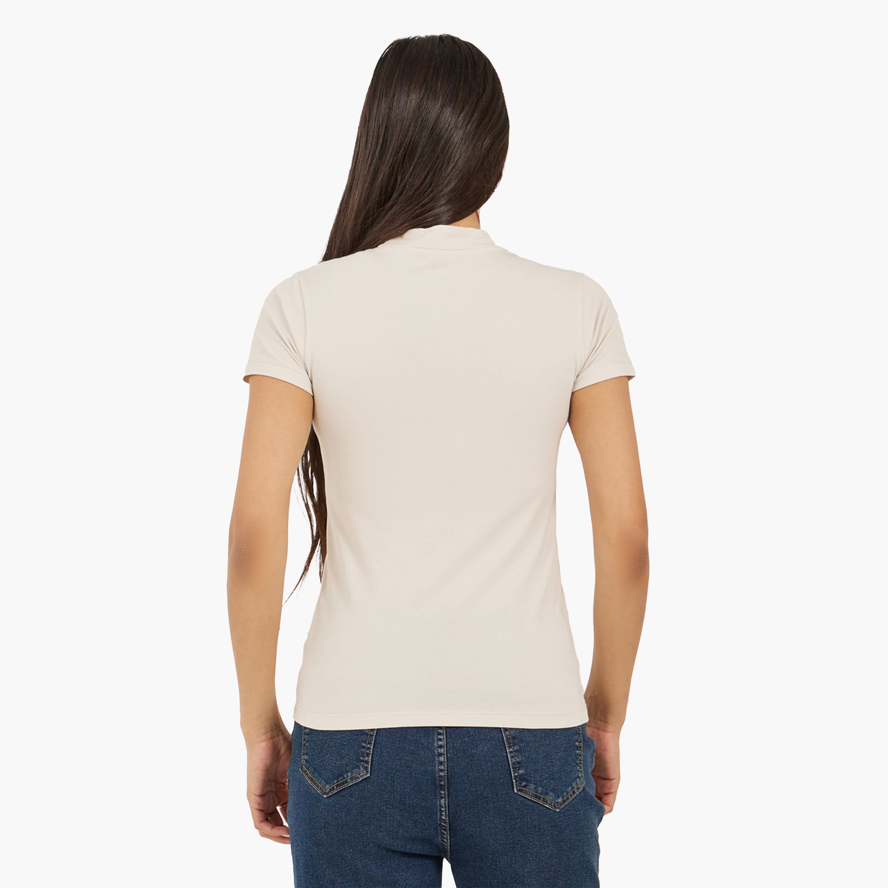 Styli Pack of 2 - Cotton Stretch Fitted High Neck T-Shirt-women-clothing-tshirts-image-6
