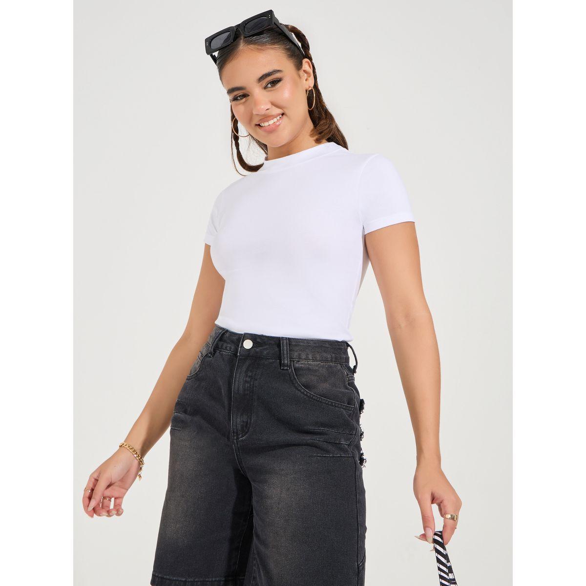 Styli Pack of 2 - Cotton Stretch Fitted High Neck T-Shirt-women-clothing-tshirts-image-2