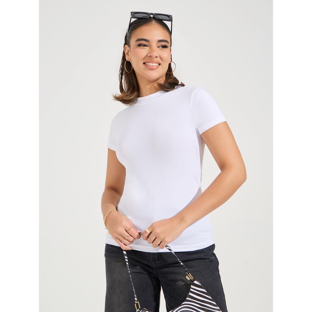 Styli Pack of 2 - Cotton Stretch Fitted High Neck T-Shirt-women-clothing-tshirts-image-4