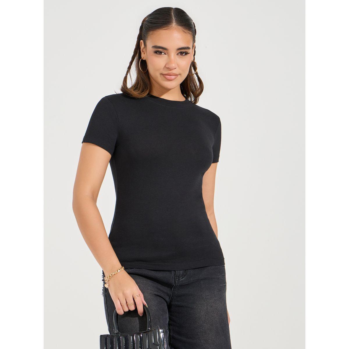 Styli Pack of 2 - Cotton Stretch Fitted High Neck T-Shirt-women-clothing-tshirts-image-7