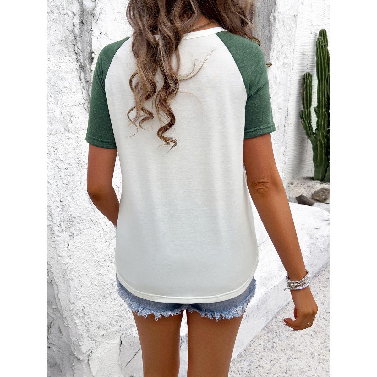 بلوزة بنمط كتل الالوان مع تداخلات مُطرّزة دي واي × ستايلي-women-clothing-shirtsandblouses-blouses-image-4