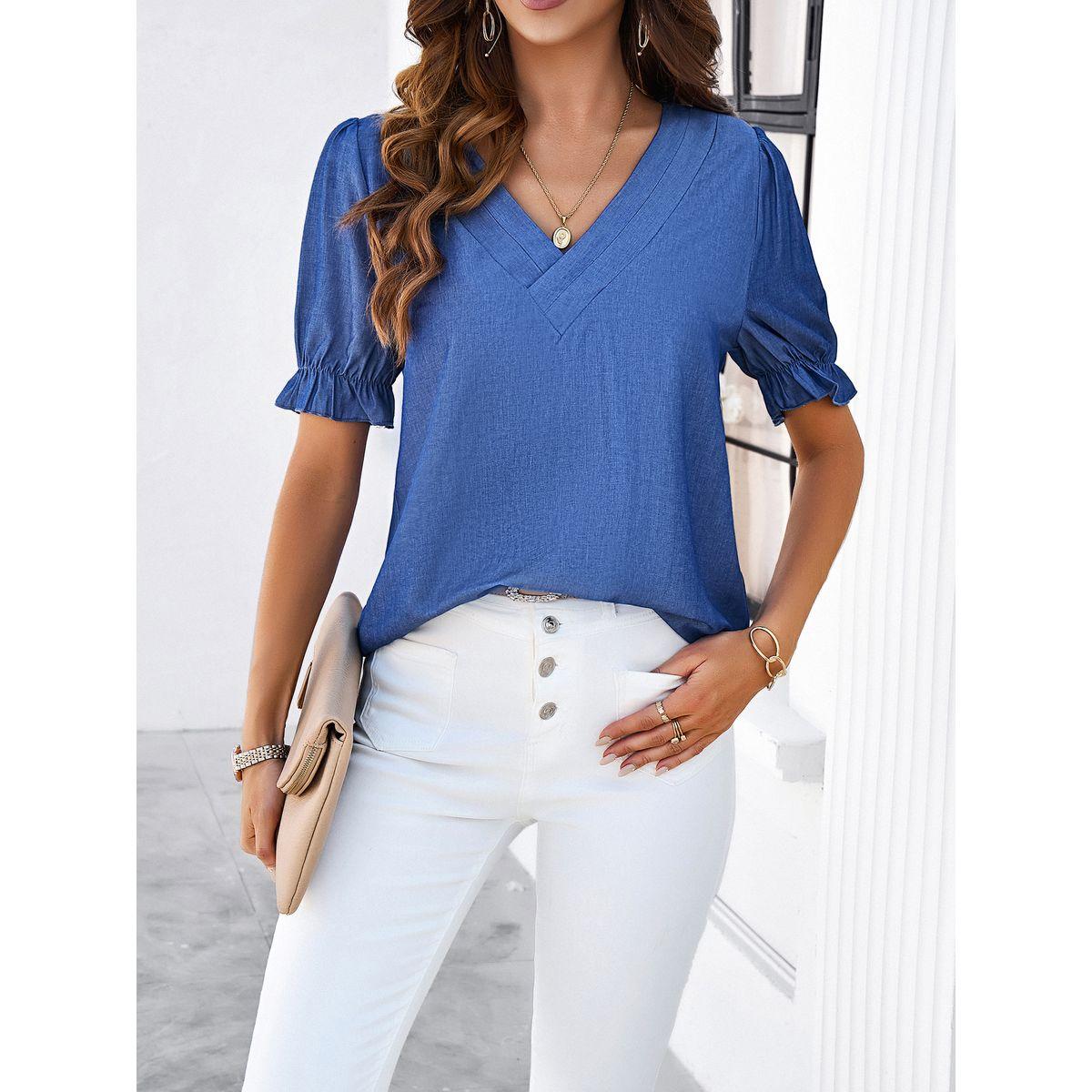 DY X Styli  V Neck Regular Fit Blouse-women-clothing-shirtsandblouses-blouses-image-1