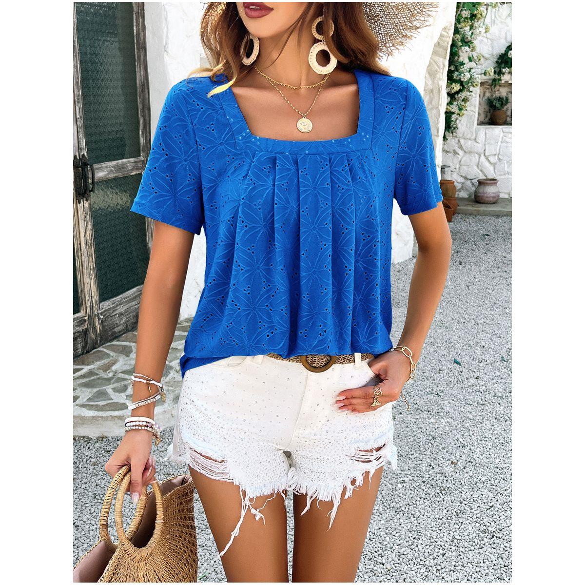 DY X Styli  Square Neck Schiffli Textured Top-women-clothing-shirtsandblouses-blouses-image-2