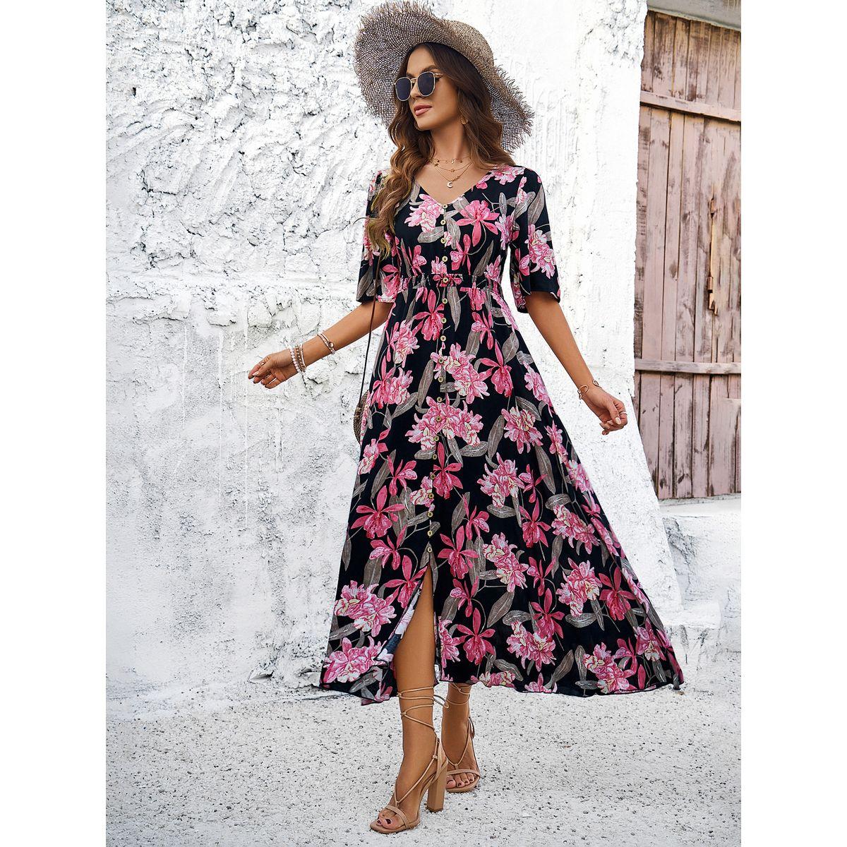 DY X Styli   Floral Print Button Detail Midi Dress-women-clothing-dresses-image-1