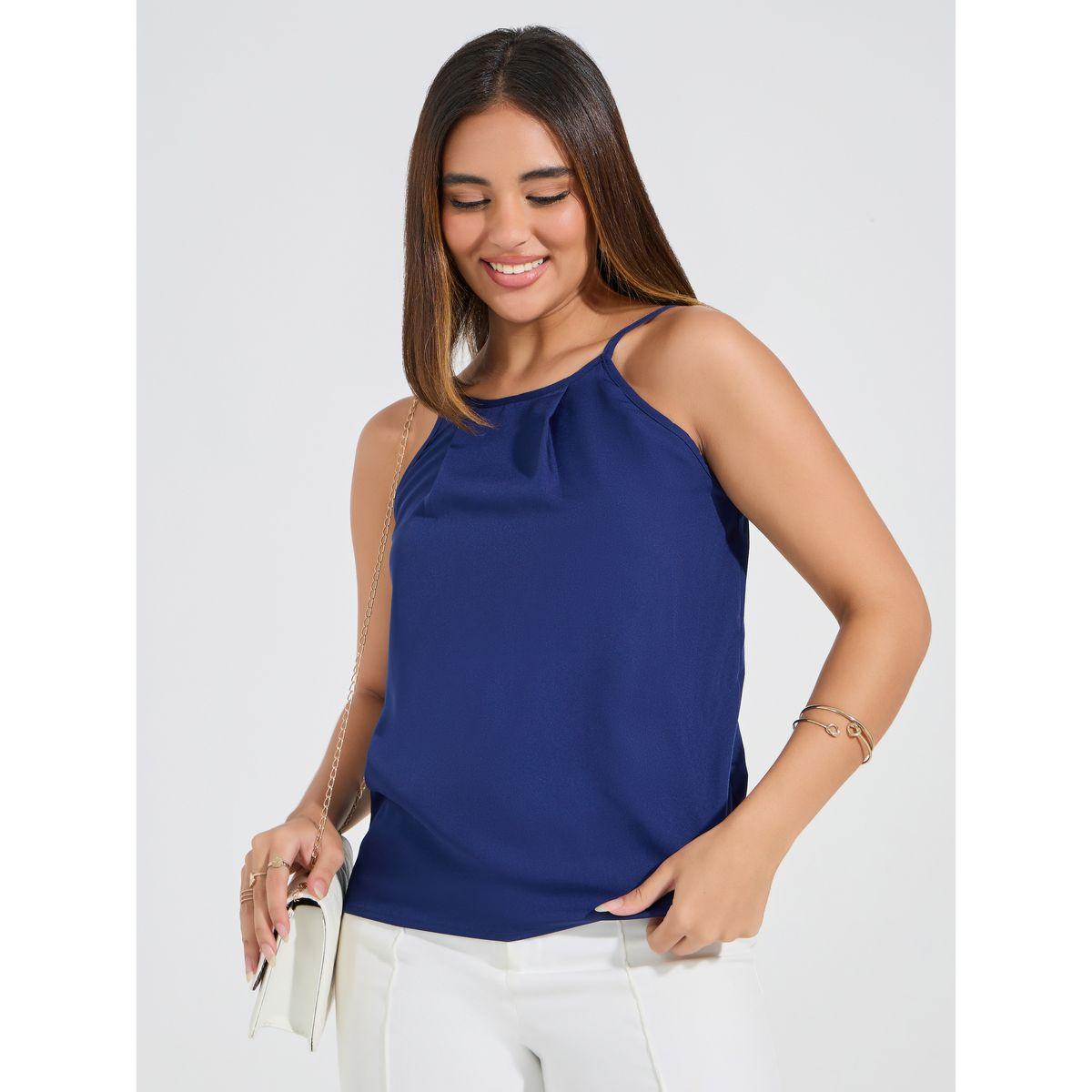 Styli Solid Woven Halter Neck Cami-women-clothing-tshirts-image-1