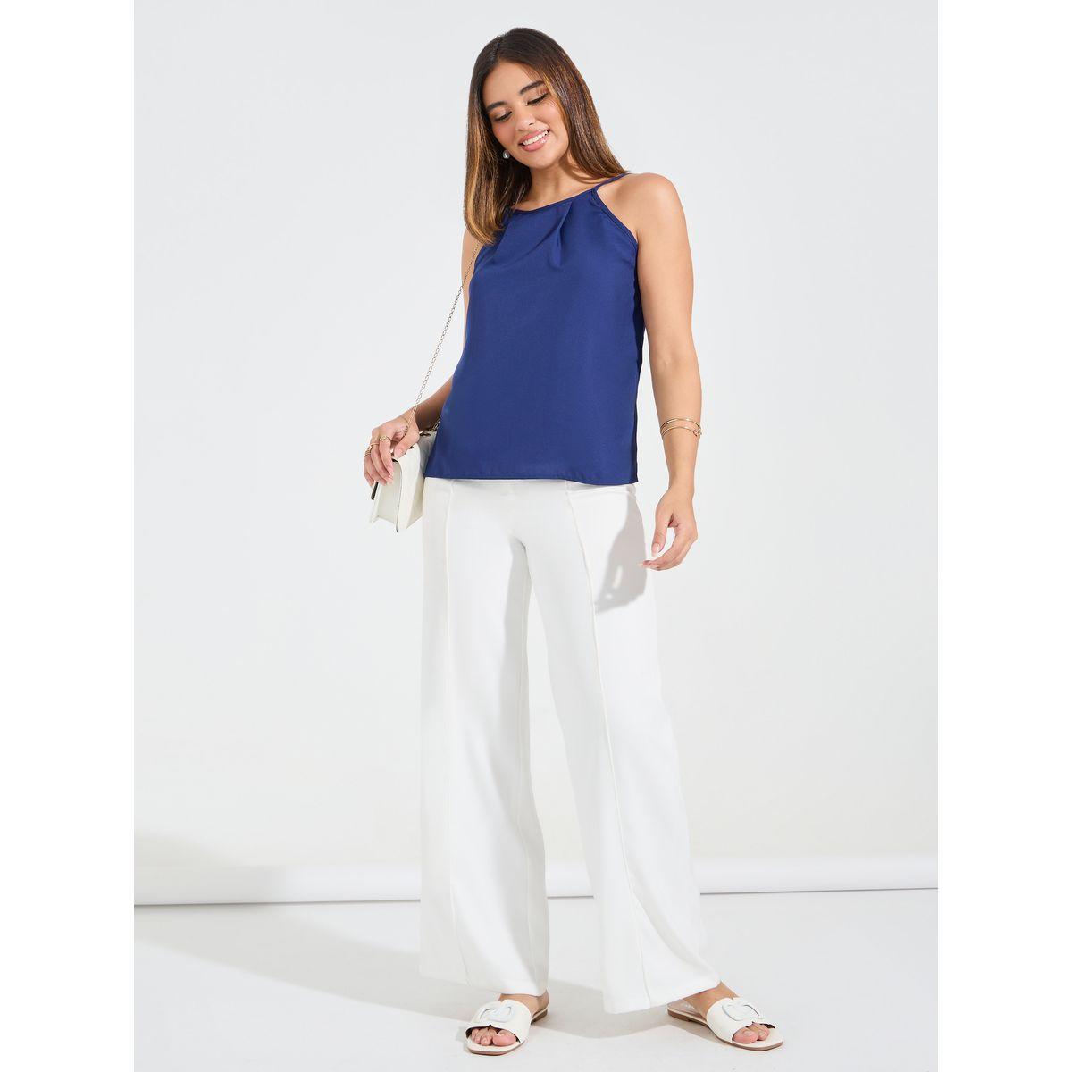 Styli Solid Woven Halter Neck Cami-women-clothing-tshirts-image-3