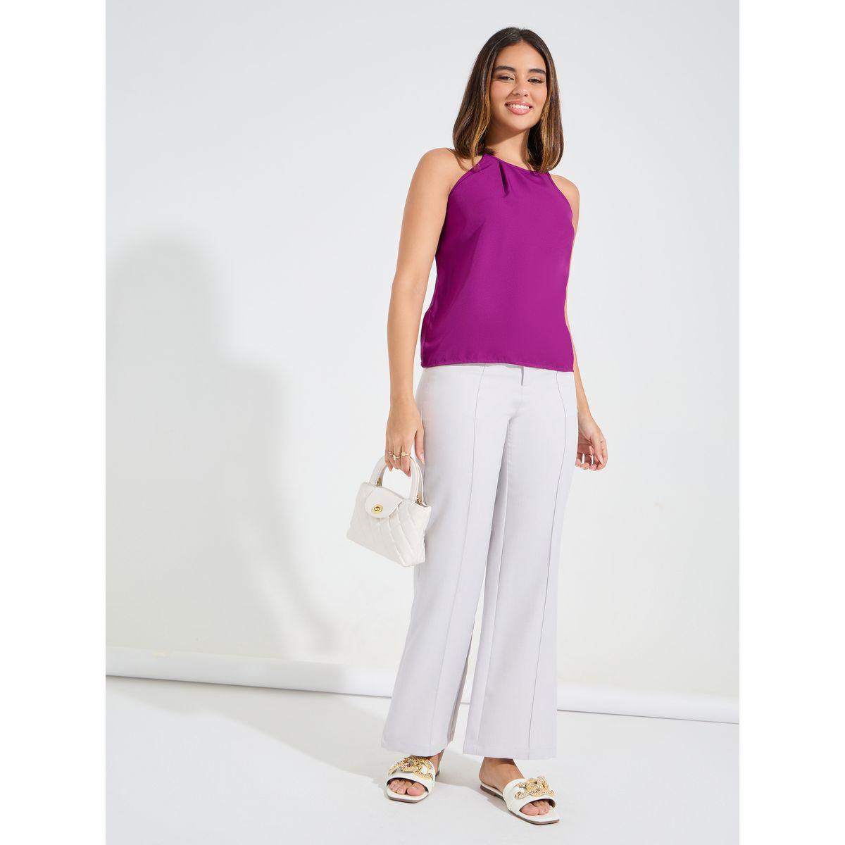 Styli Solid Woven Halter Neck Cami-women-clothing-tshirts-image-4