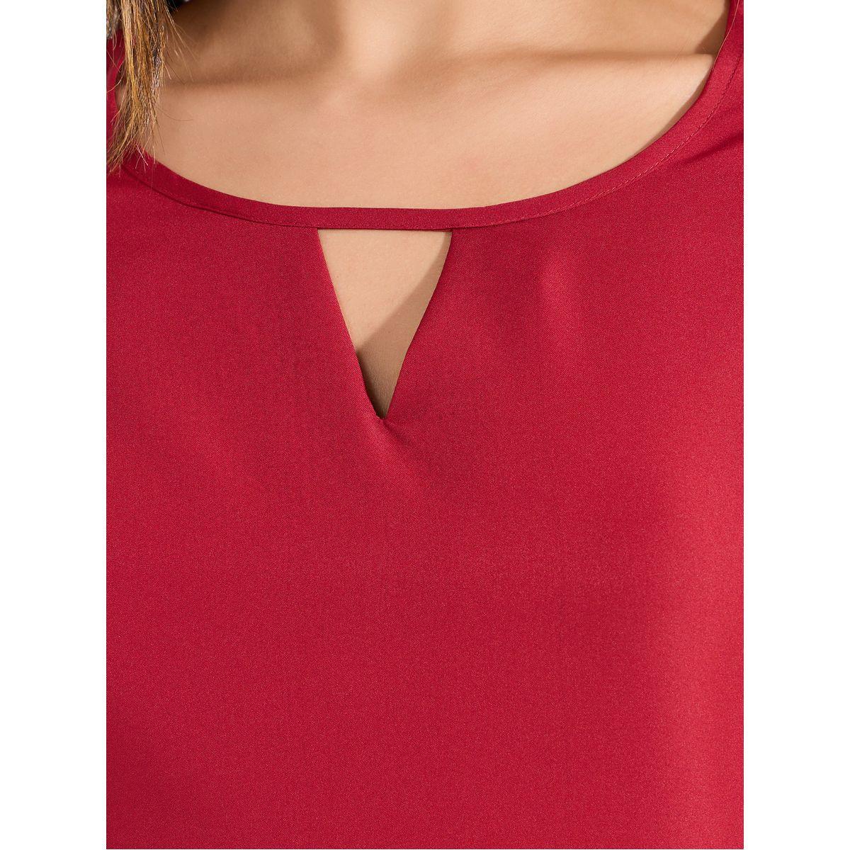 Styli Solid Regular Fit Top with Keyhole Neck-women-clothing-shirtsandblouses-blouses-image-4