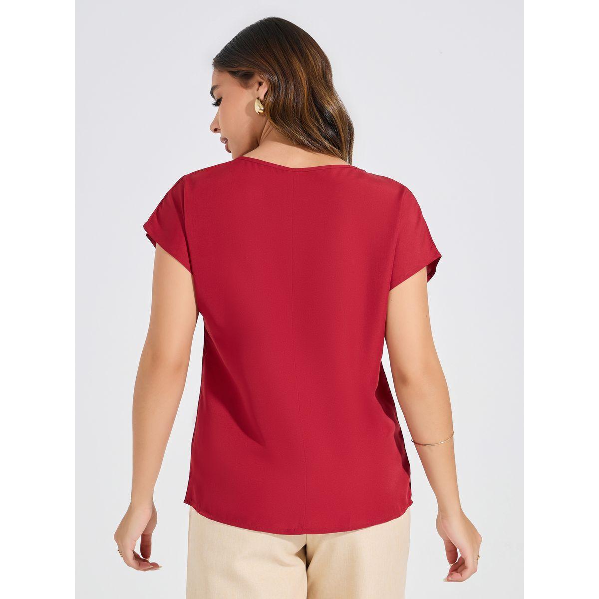 Styli Solid Regular Fit Top with Keyhole Neck-women-clothing-shirtsandblouses-blouses-image-5