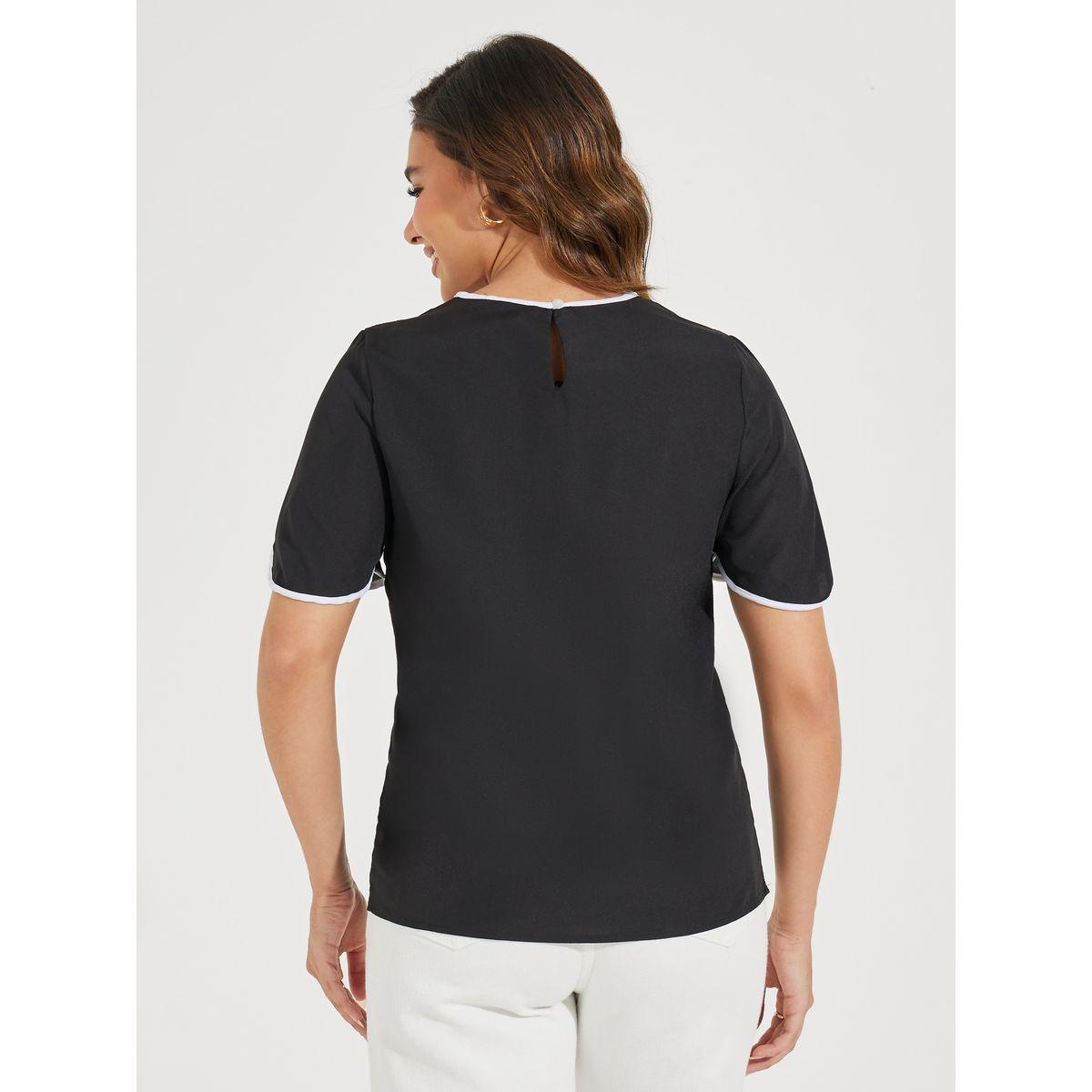 Styli Contrast Piping Round Neck Woven Blouse-women-clothing-shirtsandblouses-blouses-image-4
