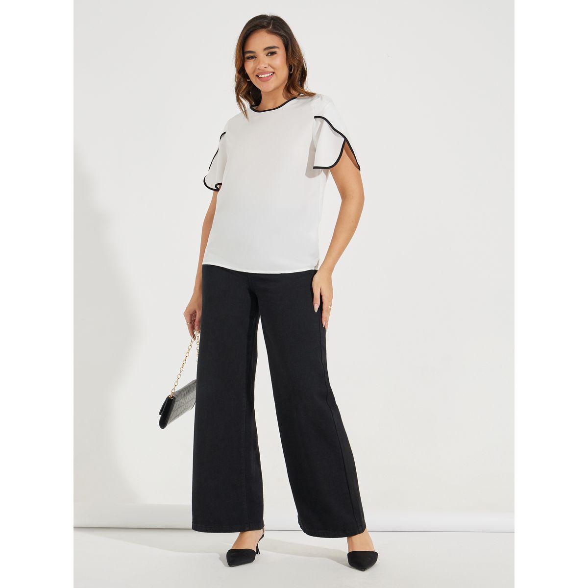 Styli Contrast Piping Round Neck Woven Blouse-women-clothing-shirtsandblouses-blouses-image-2