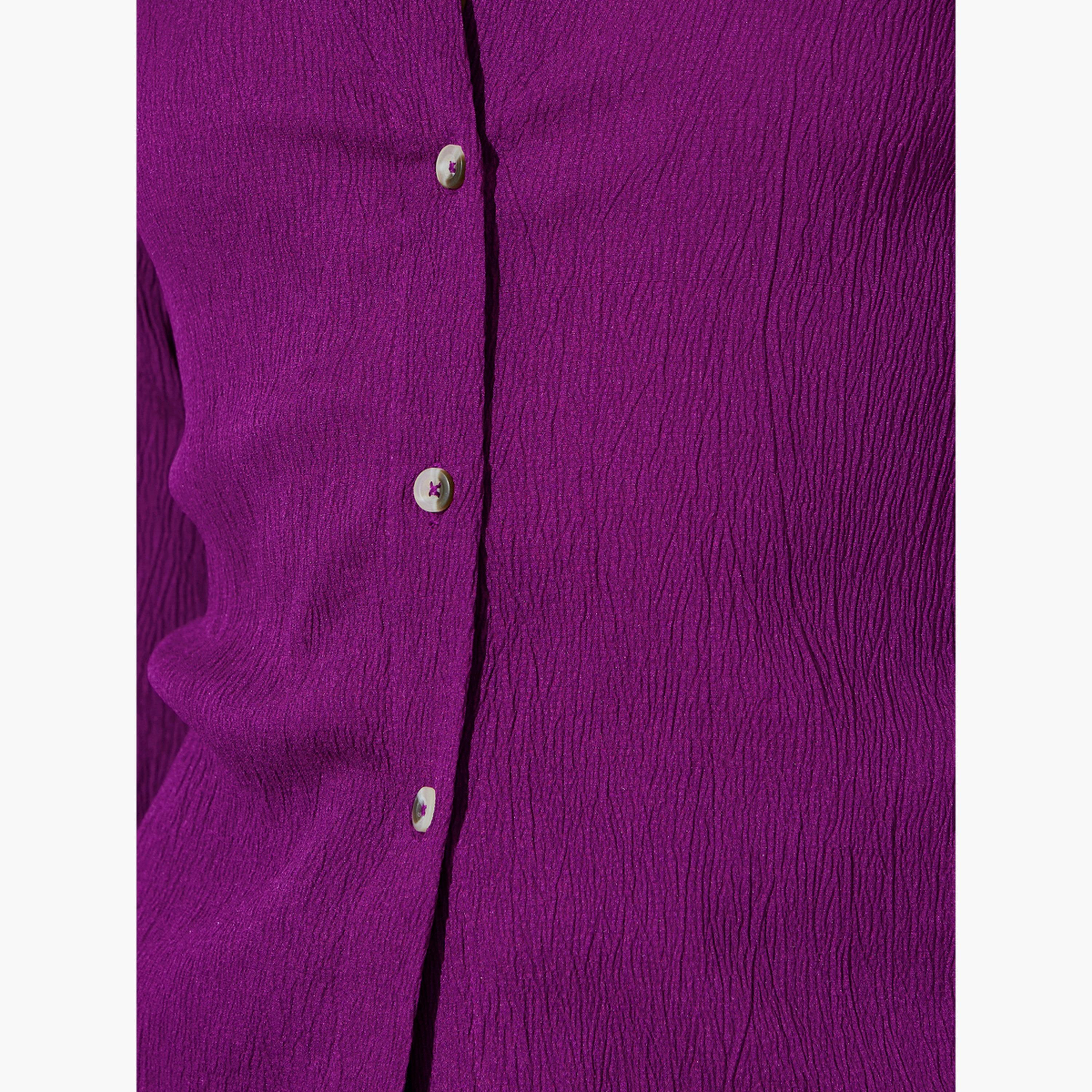 بلوزة واسعة بتصميم طويل وتفاصيل مجعدة-women-clothing-shirtsandblouses-shirts-image-4