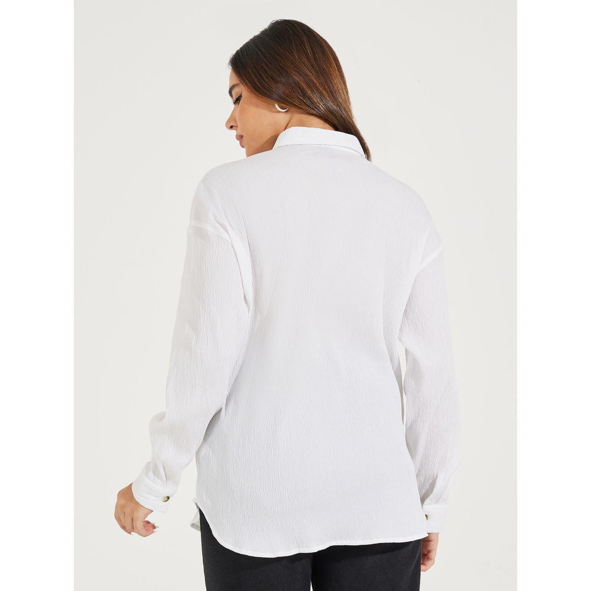 Styli Oversized Textured Longline Shirt with Buttons-women-clothing-shirtsandblouses-shirts-image-6