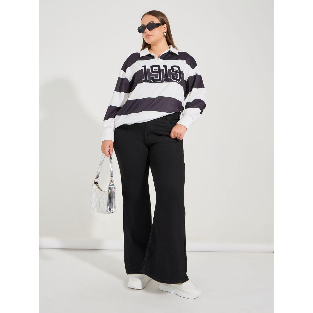 Styli Plus Size Color Block Oversized Embroidered Long Sleeve Polo T-shirt-women-clothing-tshirts-image-2