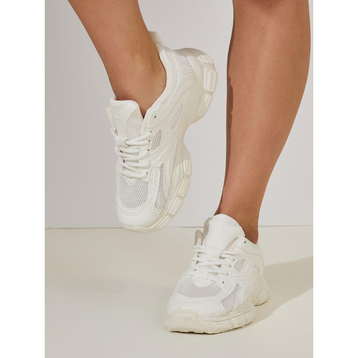 Styli Textured Lace Up Chunky Sole Sneakers-women-shoes-sneakers-image-1