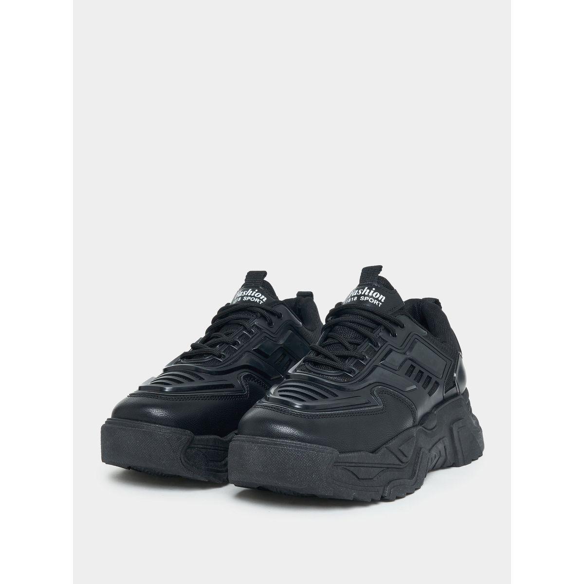 Styli Leather Look Design Chunky Sneakers-women-shoes-sneakers-image-1