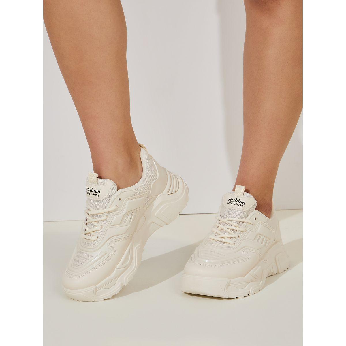 Styli Leather Look Design Chunky Sneakers-women-shoes-sneakers-image-1