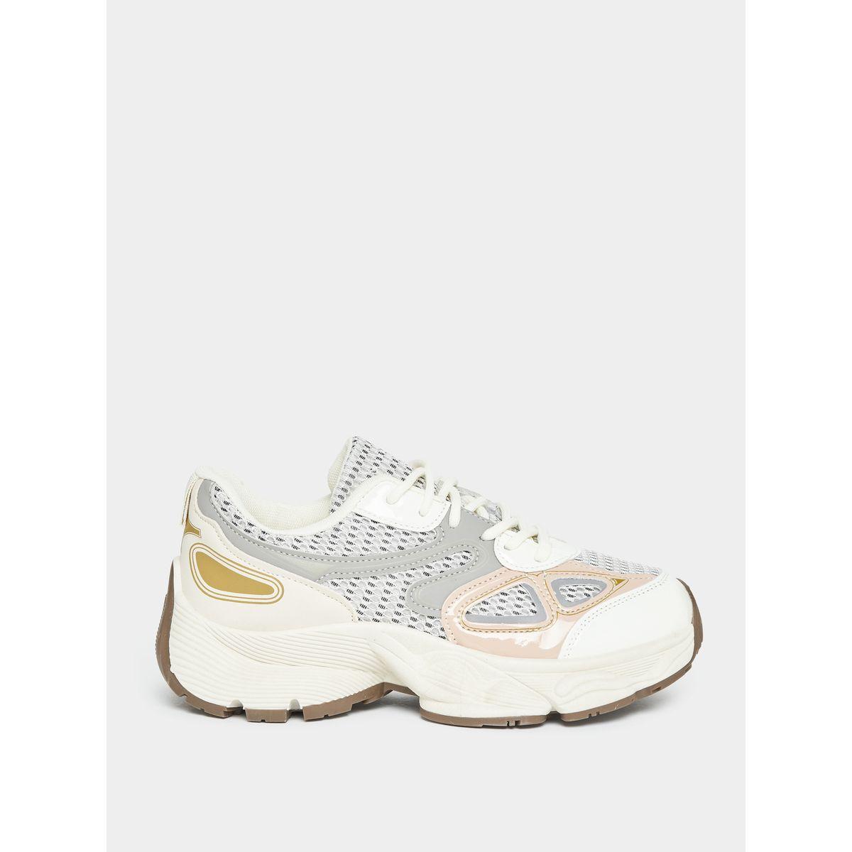 Styli Textured Lace Up Chunky Sole Sneakers-women-shoes-sneakers-image-2