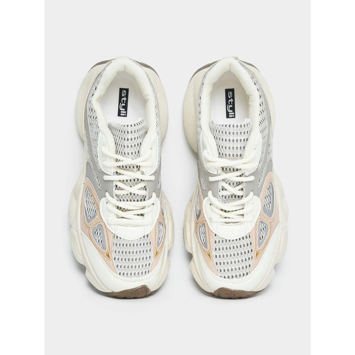Styli Textured Lace Up Chunky Sole Sneakers-women-shoes-sneakers-image-5