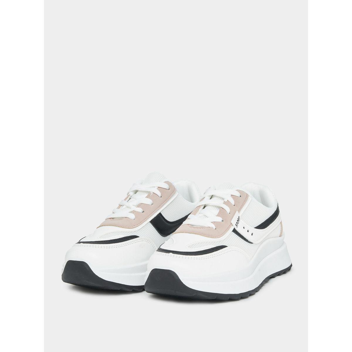 Styli Contrast Panel Lace Up Sneakers-women-shoes-sneakers-image-2